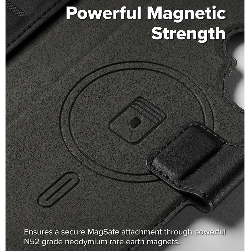 Picture of Apple iPhone 17 6.3  | Ringke Folio Grip Wallet Magnetic Storage capacity of 3 card slots and a large hidden pocket for iPhone 17 6.3 (Black)