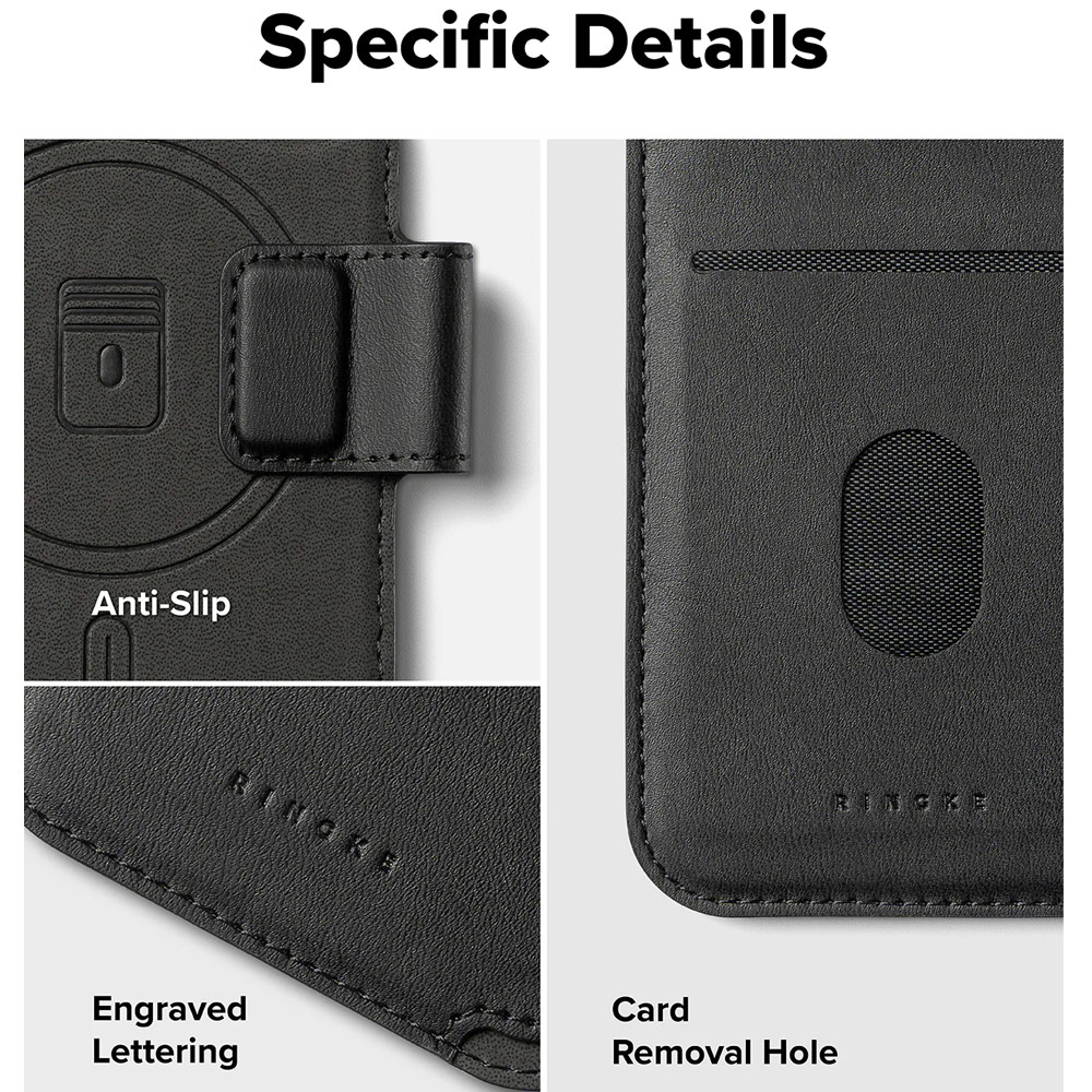 Picture of Apple iPhone 17 6.3  | Ringke Folio Grip Wallet Magnetic Storage capacity of 3 card slots and a large hidden pocket for iPhone 17 6.3 (Black)
