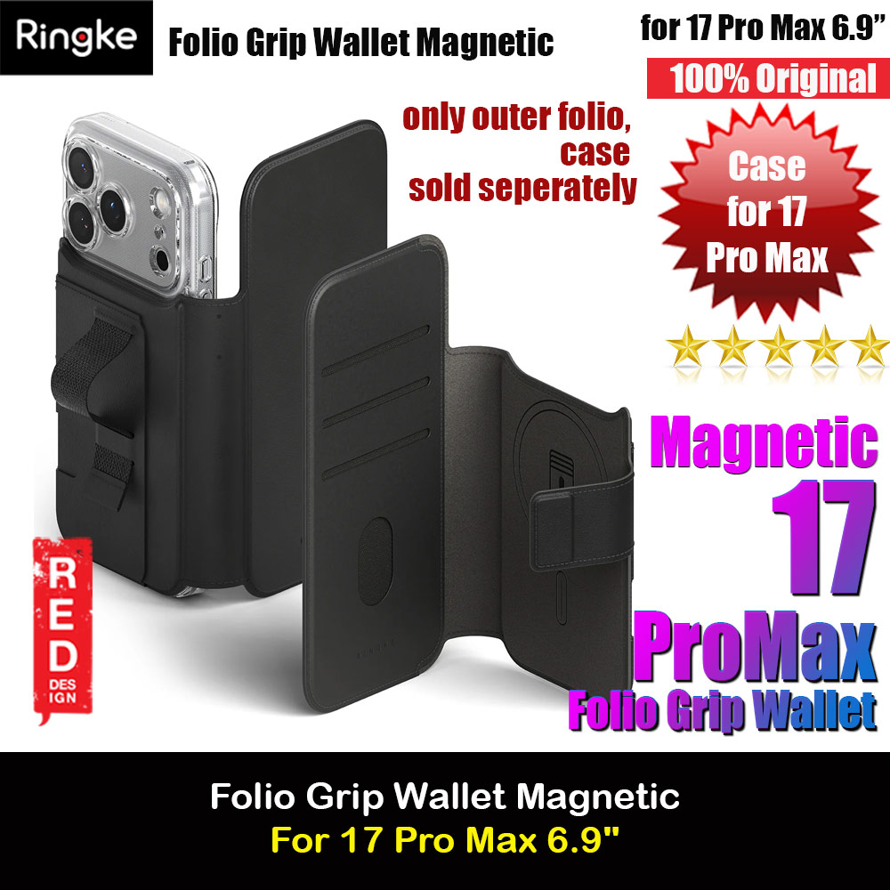 Picture of Ringke Folio Grip Wallet Magnetic Storage capacity of 3 card slots and a large hidden pocket for iPhone 17 Pro Max 6.9 (Black) Apple iPhone 17 Pro Max 6.9- Apple iPhone 17 Pro Max 6.9 Cases, Apple iPhone 17 Pro Max 6.9 Covers, iPad Cases and a wide selection of Apple iPhone 17 Pro Max 6.9 Accessories in Malaysia, Sabah, Sarawak and Singapore 