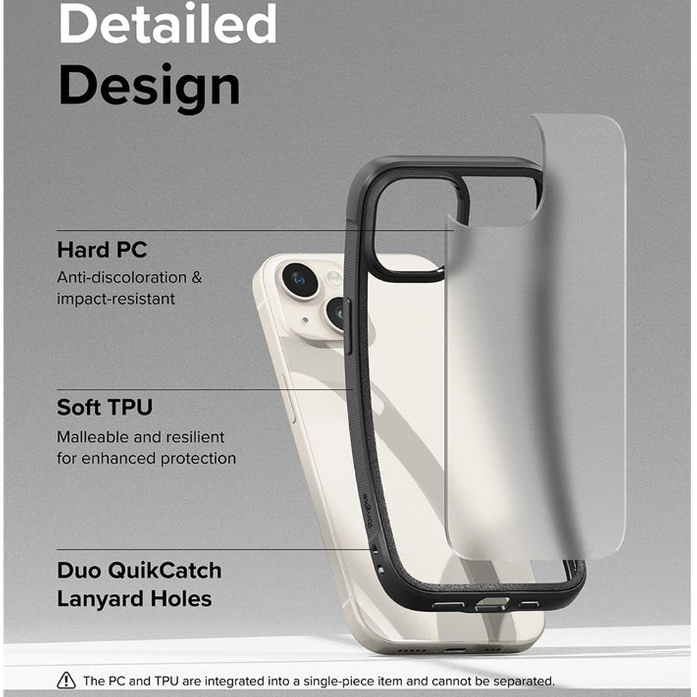 Picture of Apple iPhone 15 6.1 Case | Ringke Fusion Bold Anti Yellow Back Plate Drop Protection Case for Apple iPhone 15 6.1 (Matte Black)