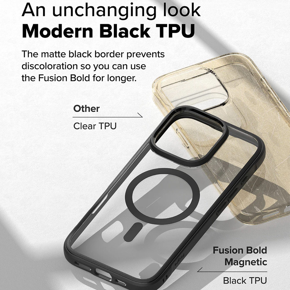 Picture of Apple iPhone 16 Pro Max 6.9 Case | Ringke Fusion Bold Magnetic Anti Yellow Back Plate Drop Protection Case for iPhone 16 Pro Max 6.9 (Matte Black)