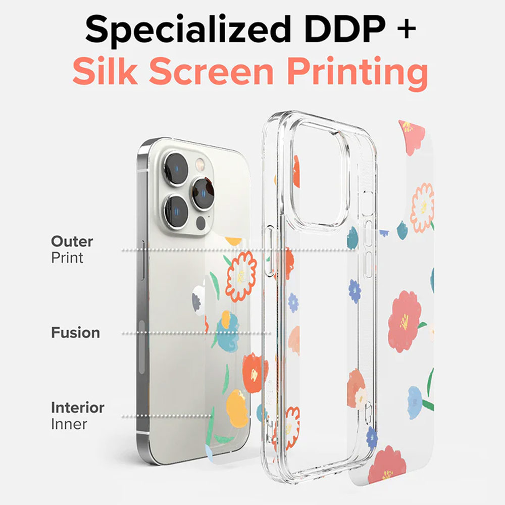 Picture of Apple iPhone 14 6.1 Case | Ringke Fusion Design Female Modern Women Girl Trendy Design Slim Drop Protection Case for iPhone 14 6.1 (Dry Flowers)