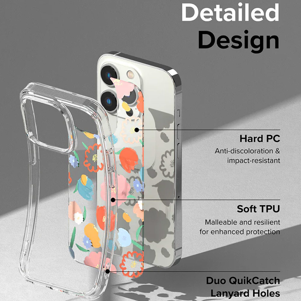 Picture of Apple iPhone 14 6.1 Case | Ringke Fusion Design Female Modern Women Girl Trendy Design Slim Drop Protection Case for iPhone 14 6.1 (Dry Flowers)