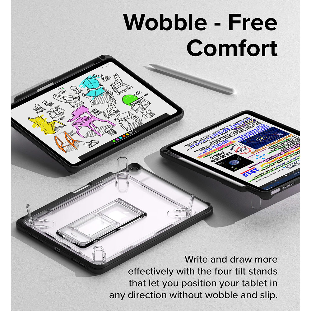 Picture of Apple iPad Air 11 M3 2025 Case | Ringke Fusion Sketch Stand Case Horizontal Vertical Multi Angle Stand Back Drop Protection Case for iPad Air 11" M2 6th Gen 4th Gen 5th Gen 2020  2022 2024 M3 2025 (Black)