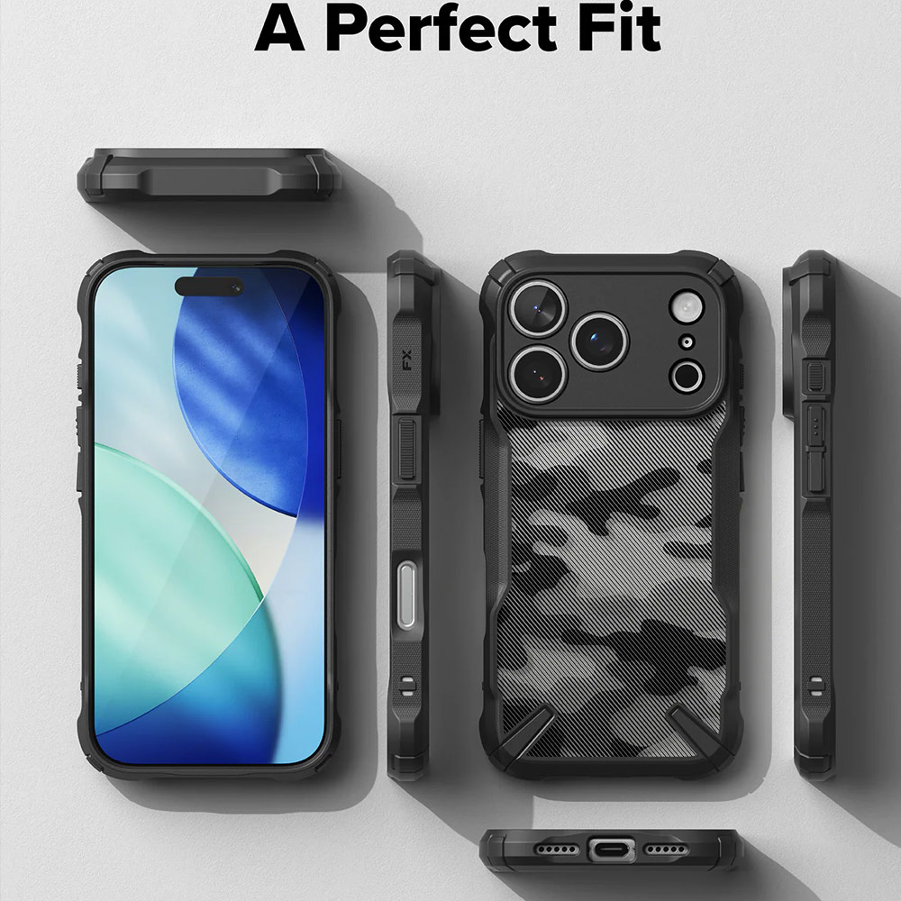 Picture of Apple iPhone 17 Pro Max 6.9 Case | Ringke Fusion X Rugged Bumper Drop Protection Case for iPhone 17 Pro Max 6.9 (Camo Black)