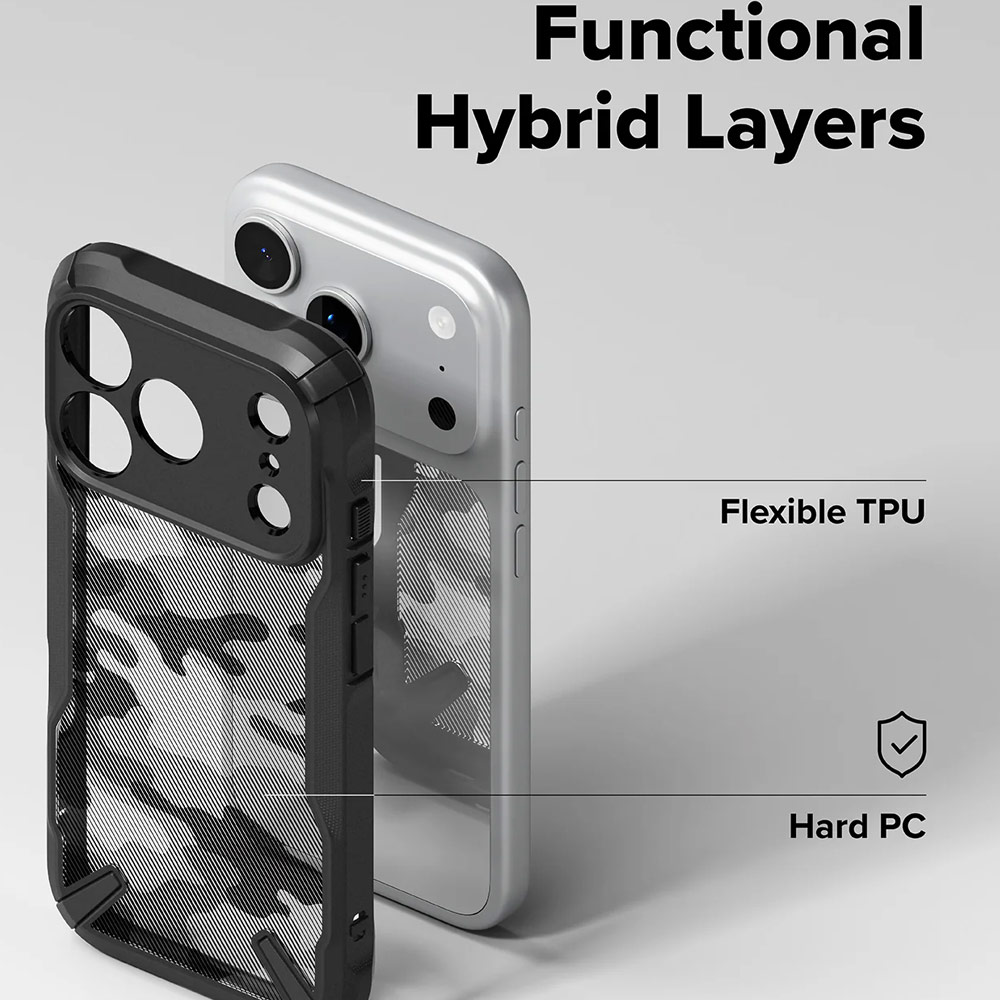 Picture of Apple iPhone 17 Pro Max 6.9 Case | Ringke Fusion X Rugged Bumper Drop Protection Case for iPhone 17 Pro Max 6.9 (Camo Black)