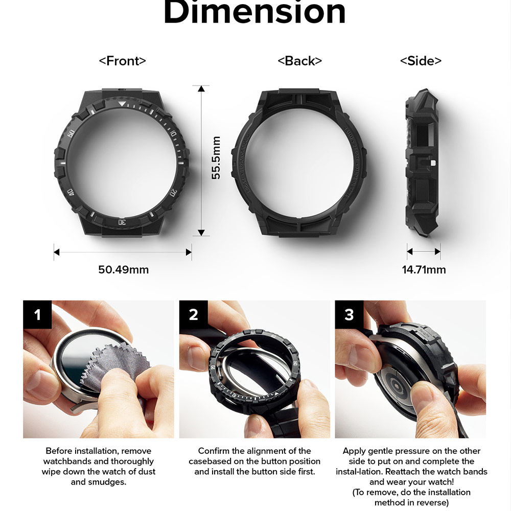 Picture of Samsung Galaxy Watch 4 44mm Case | Ringke Fusion X Sporty Sport Protection Case Strap Band for Samsung Galaxy Watch 4 Series 5 Series 44mm (Black White Index)