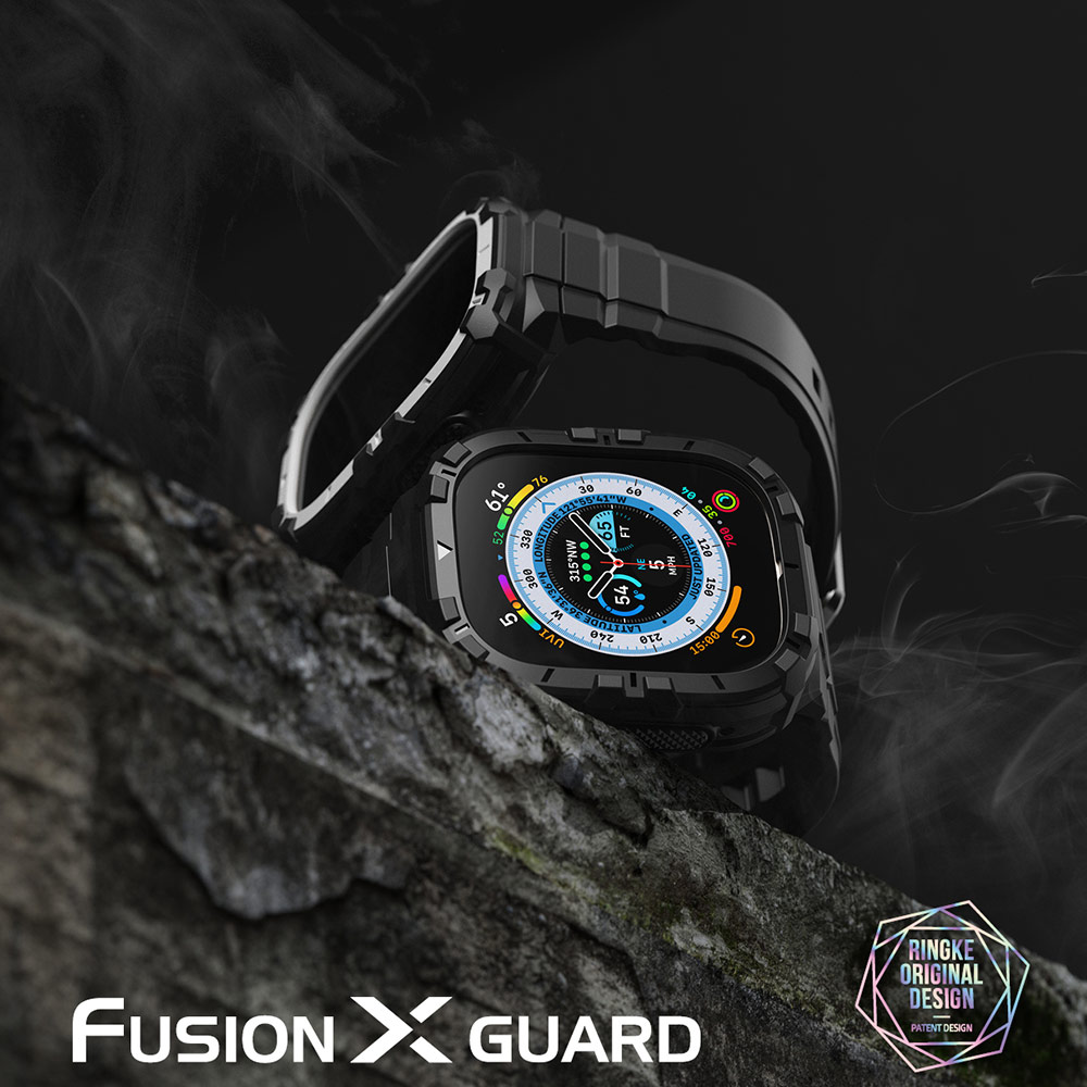 Picture of Apple Watch 49mm	Ultra 3 Case | Ringke Fusion X Guard Sporty Case and Strap for Apple Watch Series 8 49mm Ultra Case (Black)