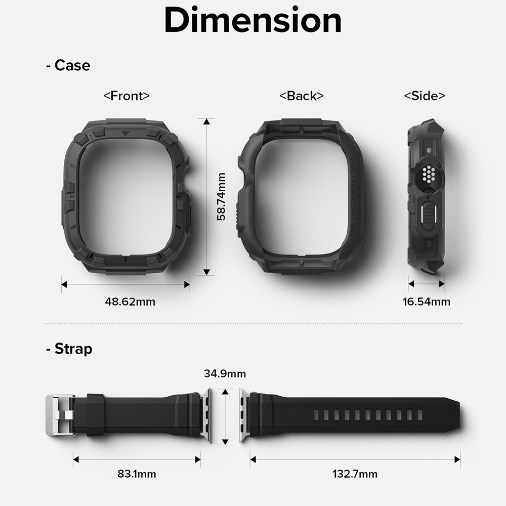 Picture of Apple Watch 49mm	Ultra 3 Case | Ringke Fusion X Guard Sporty Case and Strap for Apple Watch Series 8 49mm Ultra Case (Black)