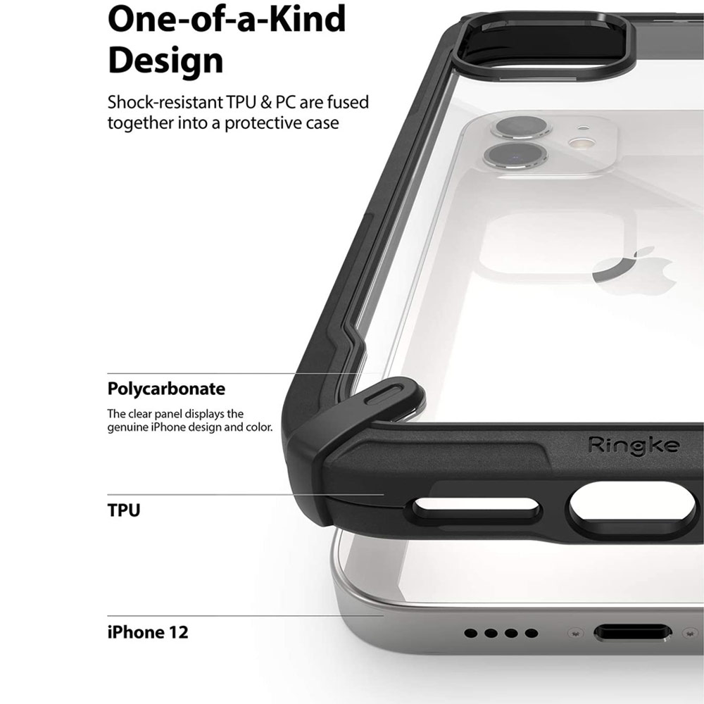 Picture of Apple iPhone 12 6.1 Case | Ringke Fusion X Protection Case for Apple iPhone 12 iPhone 12 Pro 6.1 (Black)