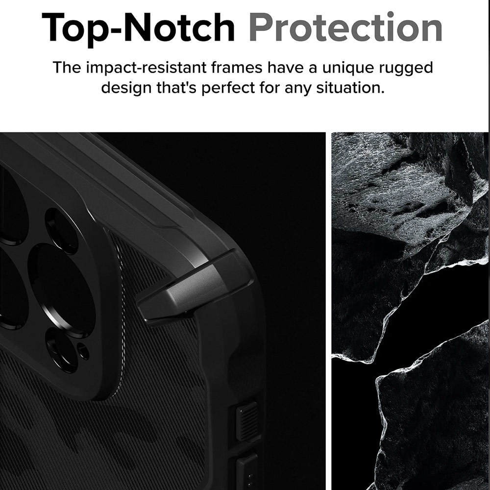 Picture of Apple iPhone 15 Pro Max 6.7 Case | Ringke Fusion X Hybrid PC and TPU Frame Drop Protection Case for Apple iPhone 15 Pro Max 6.7 (Camo Black)