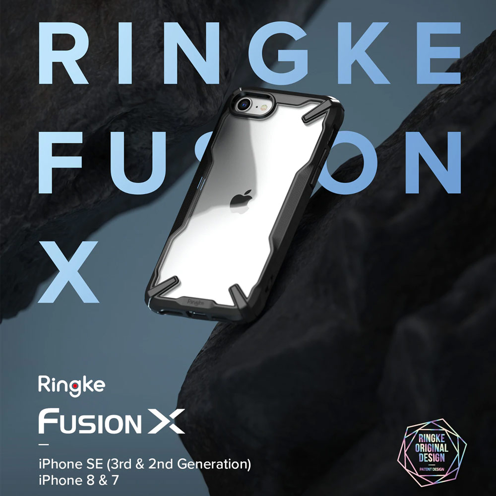 Picture of Apple iPhone 7 4.7 Case | Ringke Fusion X Drop Protection Case for iPhone SE 2020 2022 iPhone 7 iPhone 8 Case (Black)