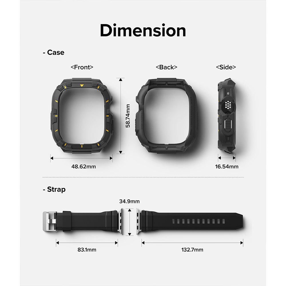 Picture of Apple Watch 49mm Ultra 3 Case | Ringke Fusion X Guard Protection Case Strap Band for Apple Watch Ultra 49mm (Black Yellow Index)