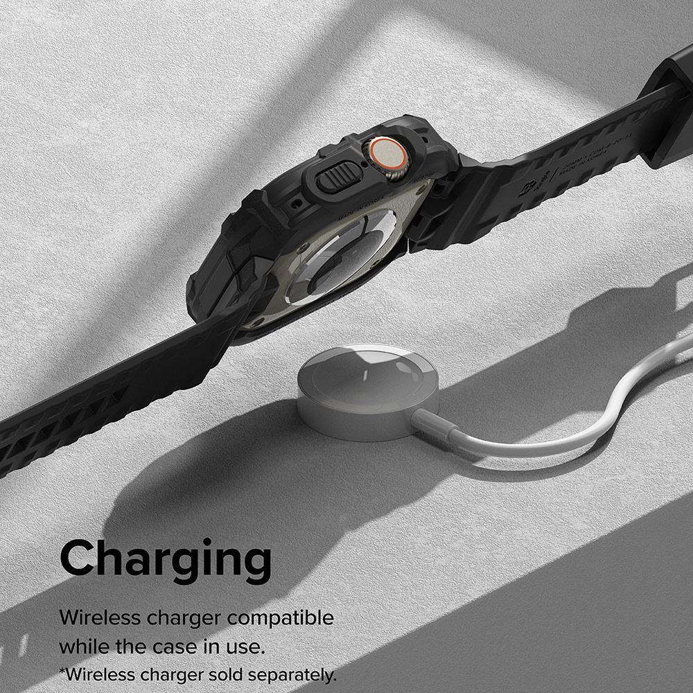 Picture of Apple Watch 49mm	Ultra 3 Case | Ringke Fusion X Guard Protection Case Strap Band for Apple Watch Ultra 49mm (Black White Index Wired)