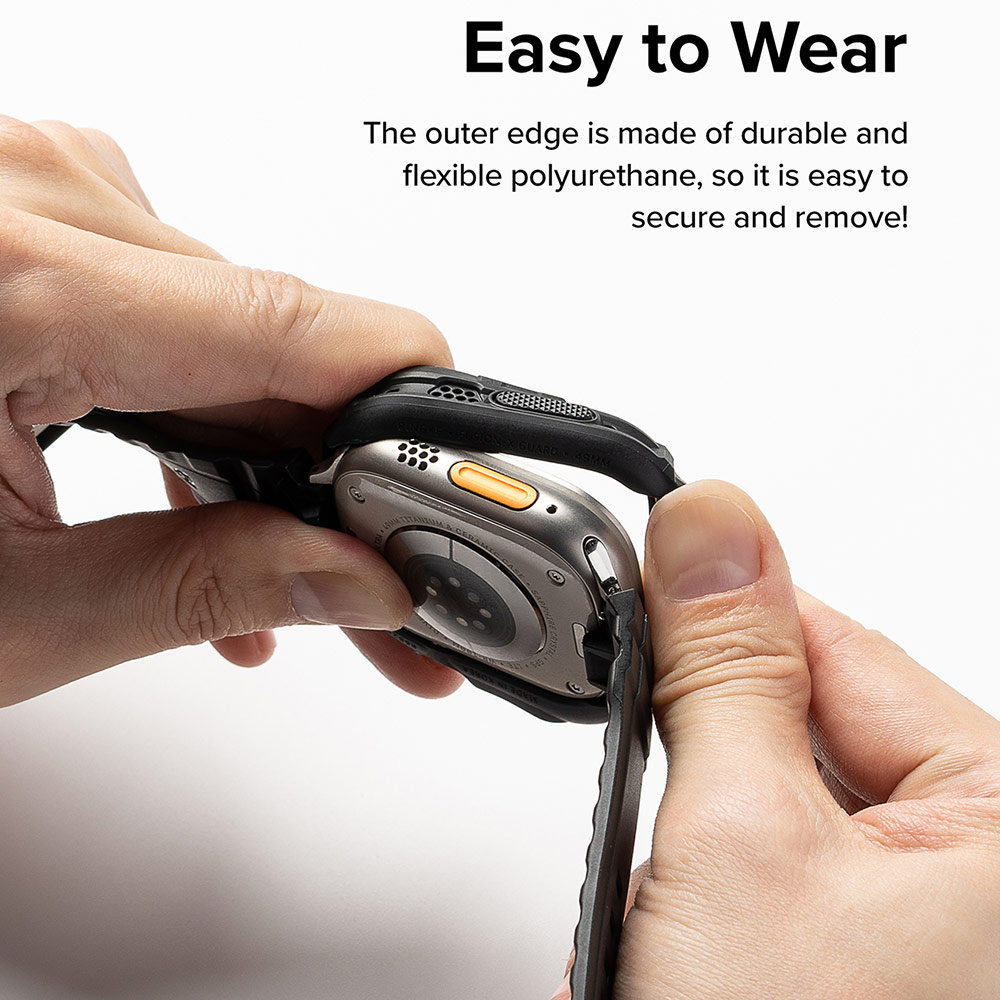 Picture of Apple Watch 49mm	Ultra 3 Case | Ringke Fusion X Guard Protection Case Strap Band for Apple Watch Ultra 49mm (Black White Index Wired)