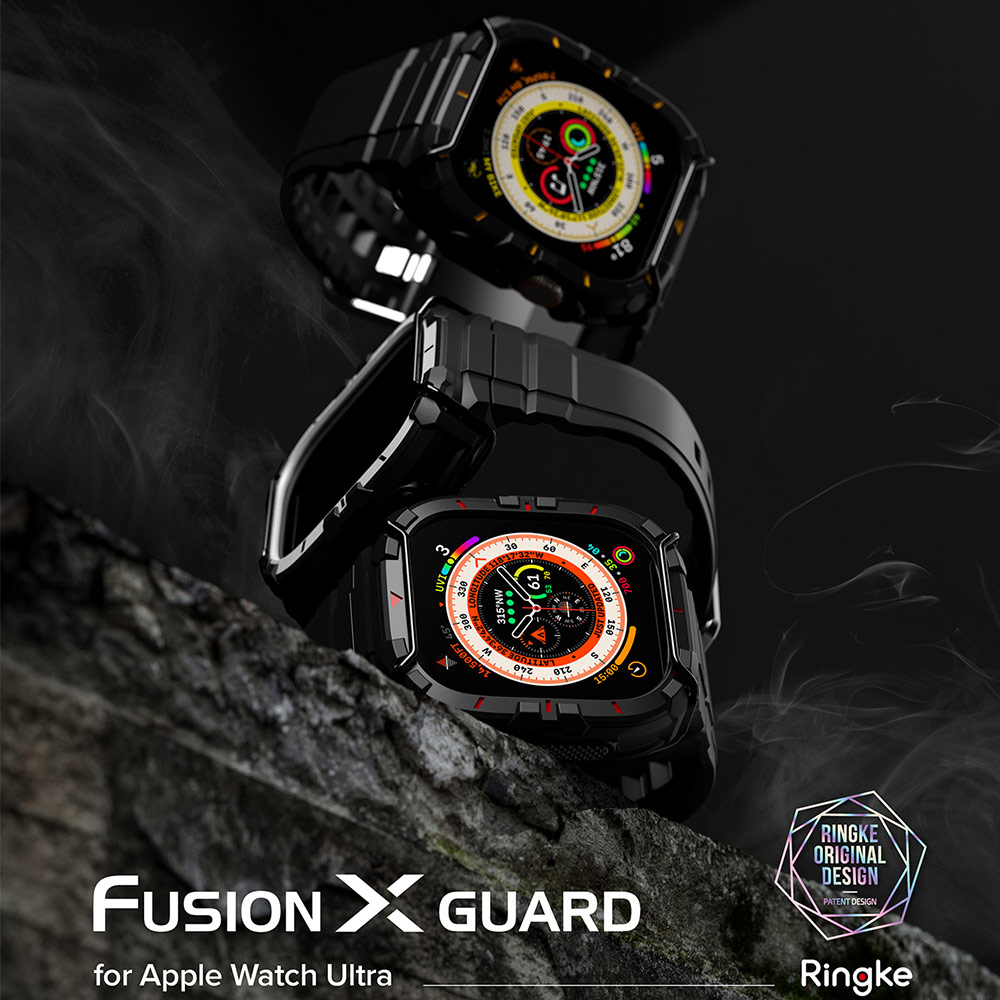 Picture of Apple Watch 49mm Ultra 3 Case | Ringke Fusion X Guard Protection Case Strap Band for Apple Watch Ultra 49mm (Black Yellow Index Wired)