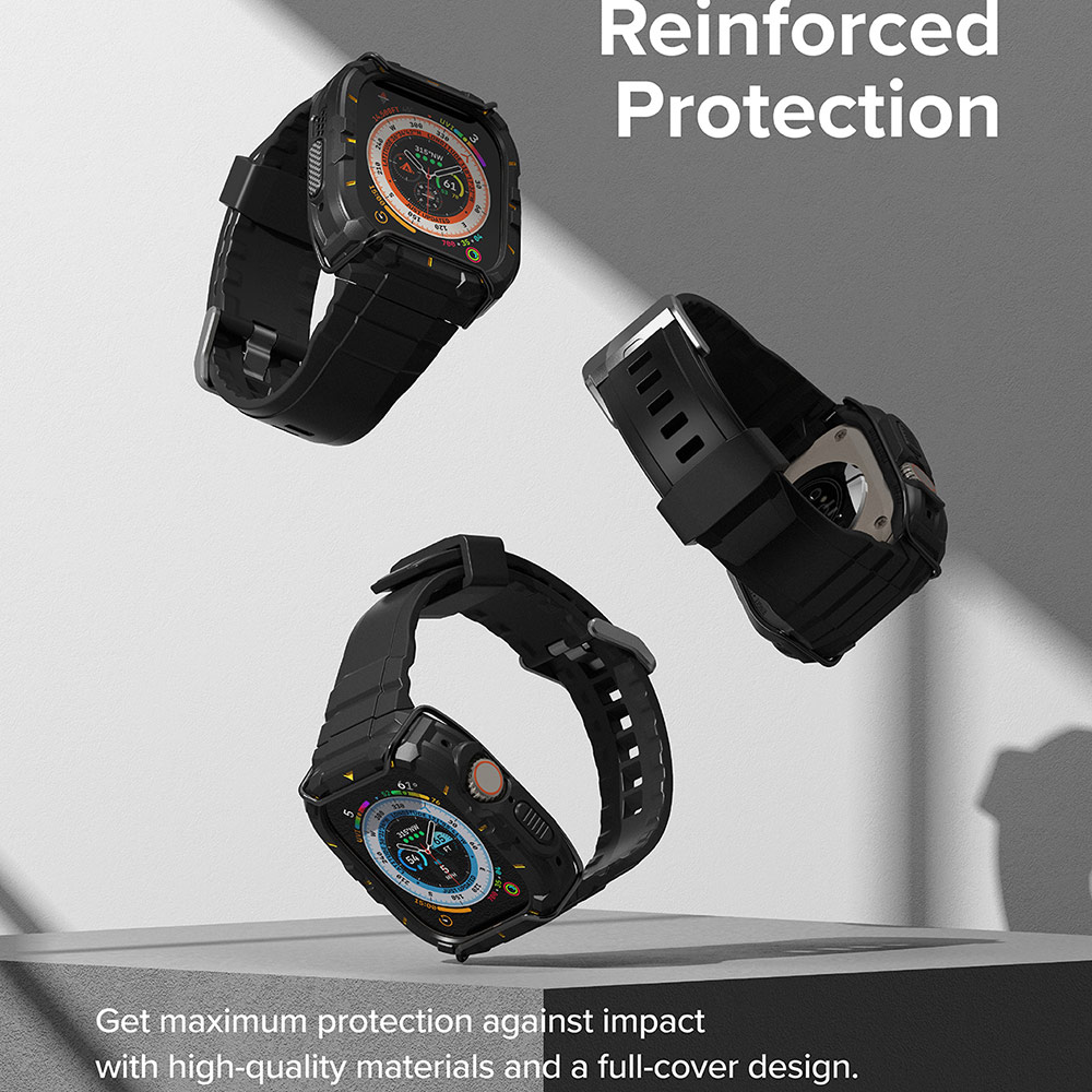 Picture of Apple Watch 49mm Ultra 3 Case | Ringke Fusion X Guard Protection Case Strap Band for Apple Watch Ultra 49mm (Black Yellow Index Wired)