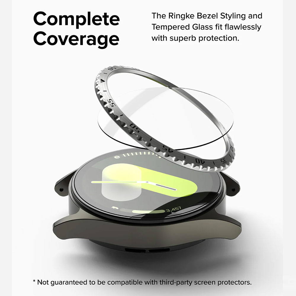 Picture of Samsung Galaxy Watch 7 40mm Screen Protector | Ringke Bezel Styling and Tempered Glass Screen Protector for Samsung Galaxy Watch 7 40mm (Silver 40-03)