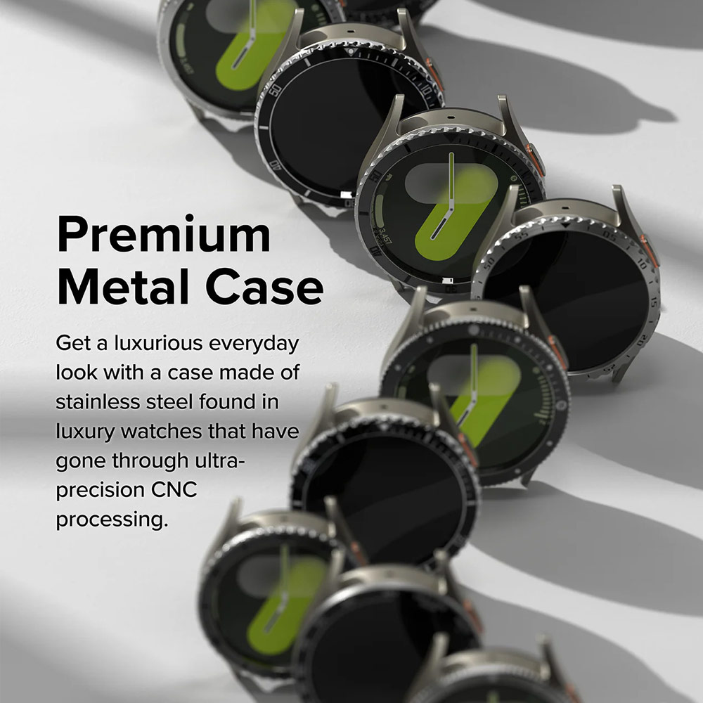 Picture of Samsung Galaxy Watch 7 40mm Screen Protector | Ringke Bezel Styling and Tempered Glass Screen Protector for Samsung Galaxy Watch 7 40mm (Silver 40-03)