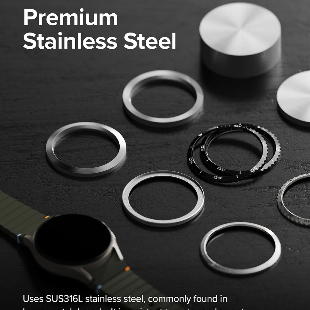 Picture of Samsung Galaxy Watch 7 40mm Screen Protector | Ringke Bezel Styling and Tempered Glass Screen Protector for Samsung Galaxy Watch 7 40mm (Silver 40-03)