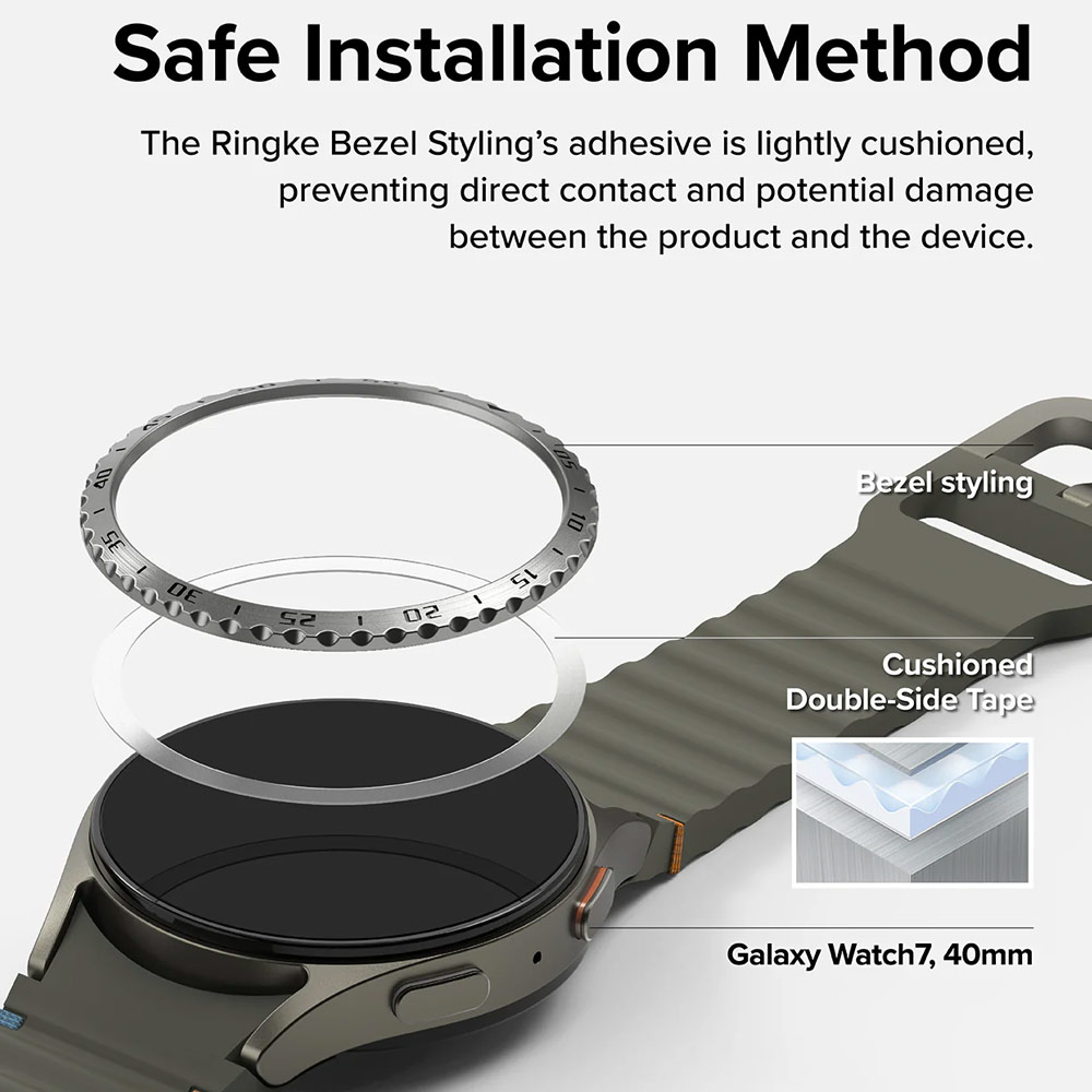 Picture of Samsung Galaxy Watch 7 40mm Screen Protector | Ringke Bezel Styling and Tempered Glass Screen Protector for Samsung Galaxy Watch 7 40mm (Silver 40-03)