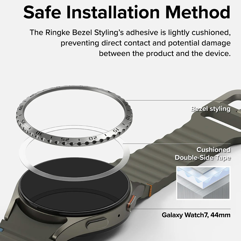 Picture of Samsung Galaxy Watch 7 44mm Screen Protector | Ringke Bezel Styling and Tempered Glass Screen Protector for Samsung Galaxy Watch 7 44mm (Silver 44-03 )