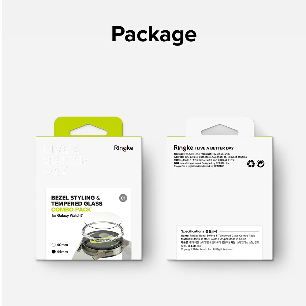 Picture of Samsung Galaxy Watch 7 44mm Screen Protector | Ringke Bezel Styling and Tempered Glass Screen Protector for Samsung Galaxy Watch 7 44mm (Silver 44-03 )