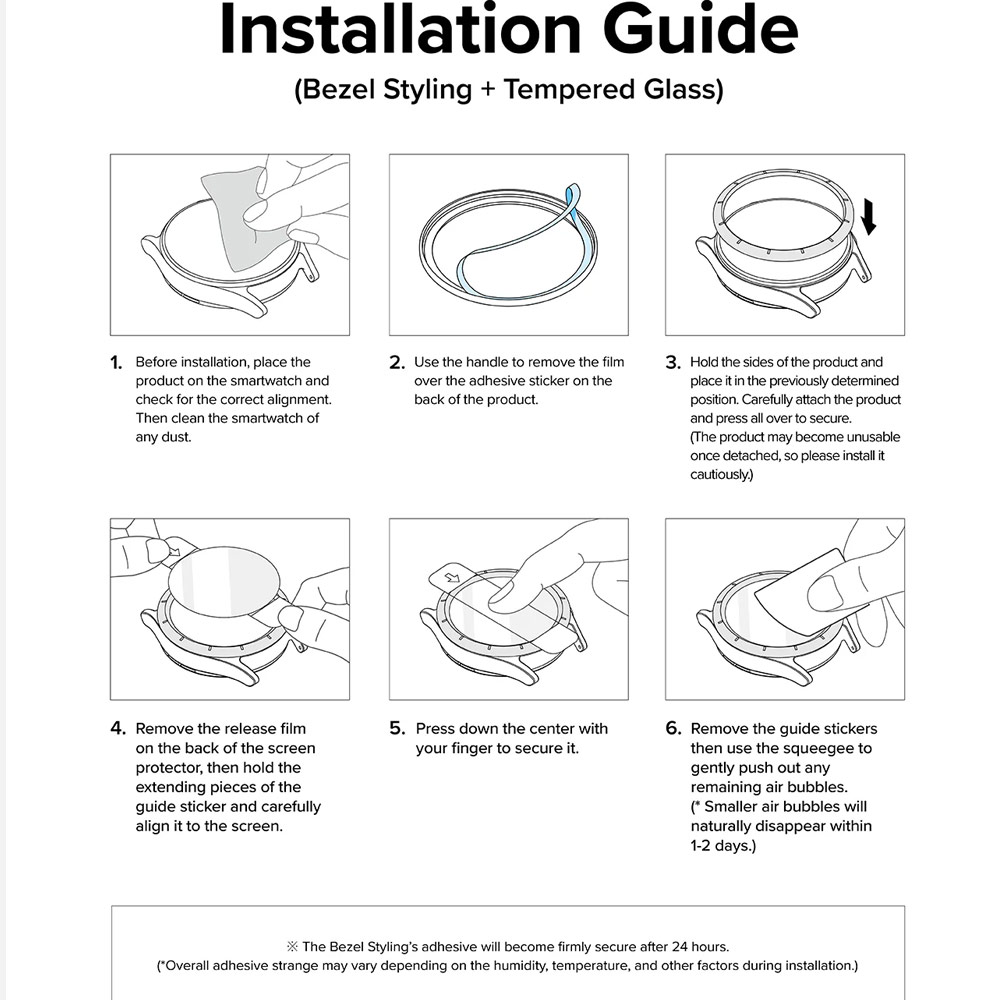 Picture of Samsung Galaxy Watch 7 44mm Screen Protector | Ringke Bezel Styling and Tempered Glass Screen Protector for Samsung Galaxy Watch 7 44mm (Silver 44-03 )