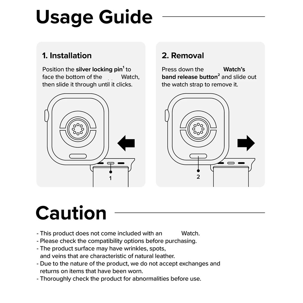 Picture of Apple Watch 38mm  | Ringke Genuine Leather One Slim Padded Strap for Apple Watch Series 4 5 6 8 9 41mm 40mm 38mm (Black)