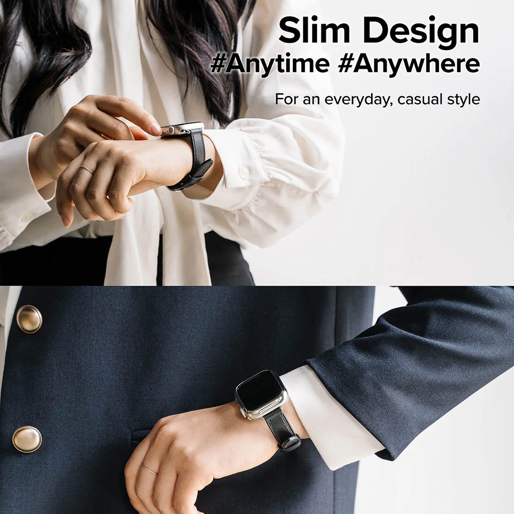 Picture of Apple Watch 38mm  | Ringke Genuine Leather One Slim Strap for Apple Watch Series 4 5 6 8 9 41mm 40mm 38mm (Cozy Pink)