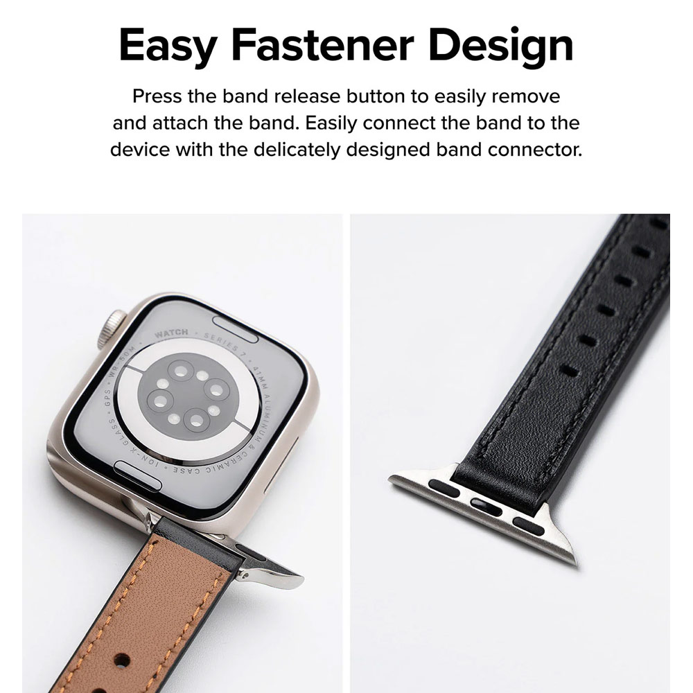 Picture of Apple Watch 38mm  | Ringke Genuine Leather One Slim Strap for Apple Watch Series 4 5 6 8 9 41mm 40mm 38mm (Cozy Pink)