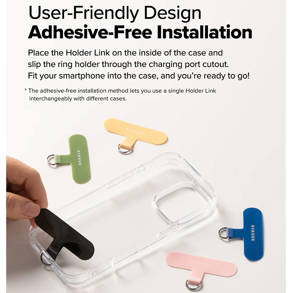 Picture of Ringke Holder Link and Flow Hand Strap P-Type Wrist Strap Phone Strap for closed-bottom phone case (Butter Yellow)