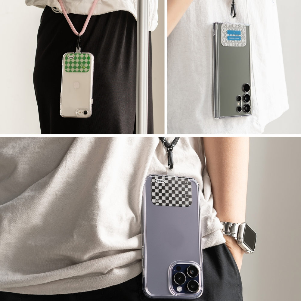 Picture of Ringke Shoulder Strap Design Holder Link Rope for Phone case (Checkerboard Design Purple Rope)