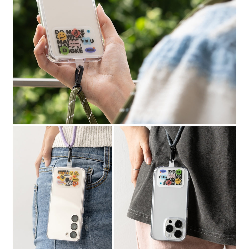 Picture of Ringke Shoulder Strap Design Holder Link Rope for Phone case (Checkerboard Design Khakis White Rope)