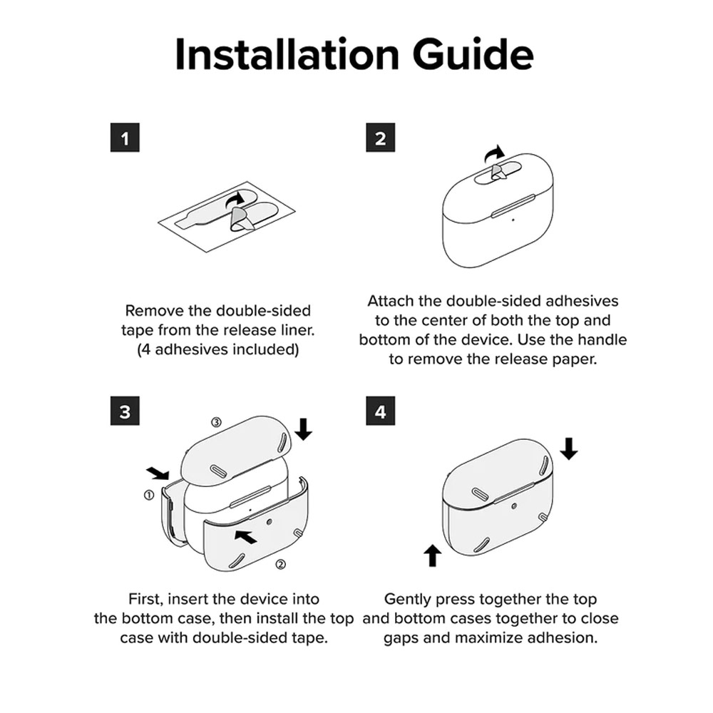 Picture of Apple Airpods Pro 2 Case | Ringke Layered Hard Protective Protection Case with Carabiner for Apple Airpods Pro 2 (Black)