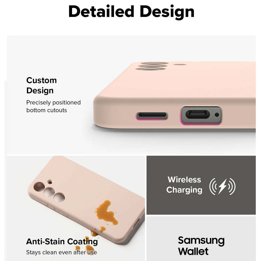 Picture of Samsung Galaxy S25 Case | Ringke Soft Liquid Silicone Case with Magnetic Ring Protection Case for Samsung Galaxy S25 (Pink Sand)