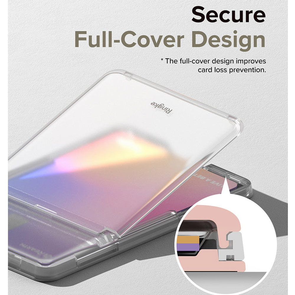 Picture of Apple iPhone 13 6.1  | Ringke Card Holder Magnetic Stand Slot Magsafe Compatible Hold up to 2 Cards for iPhone 13 Pro Max 14 Pro Max (Clear Mist)