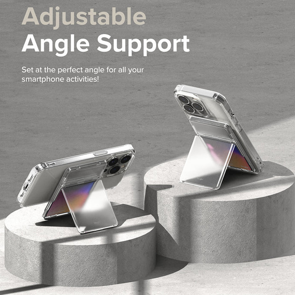 Picture of Apple iPhone 13 6.1  | Ringke Card Holder Magnetic Stand Slot Magsafe Compatible Hold up to 2 Cards for iPhone 13 Pro Max 14 Pro Max (Clear Mist)