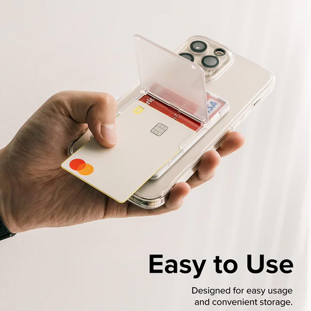 Picture of Apple iPhone 13 6.1  | Ringke Card Holder Magnetic Stand Slot Magsafe Compatible Hold up to 2 Cards for iPhone 13 Pro Max 14 Pro Max (Clear Mist)