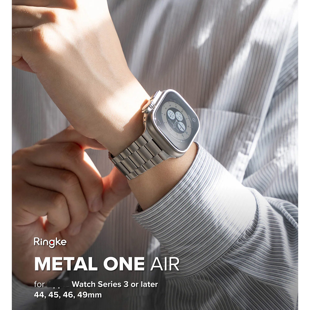 Picture of Apple Watch 10 46mm  | Ringke Stainless Steel Metal One Air Band Strap for Apple Watch Series 4 5 6 8 42mm 44mm 45mm 46mm 49mm Ultra (Silver)