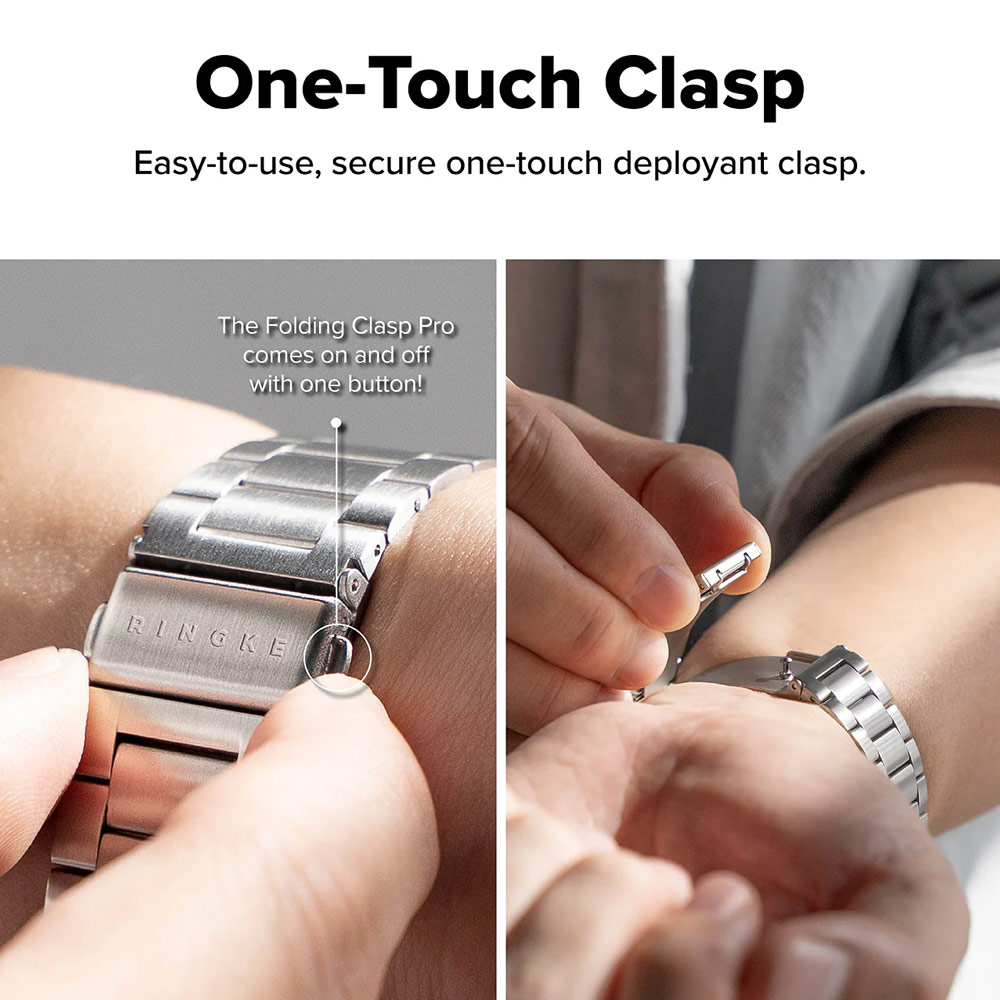 Picture of Samsung Galaxy Watch 8 40mm  | Ringke Stainless Steel Metal One Air Band Strap for Galaxy Watch 8 40mm 8 Classic 47mm (Silver)