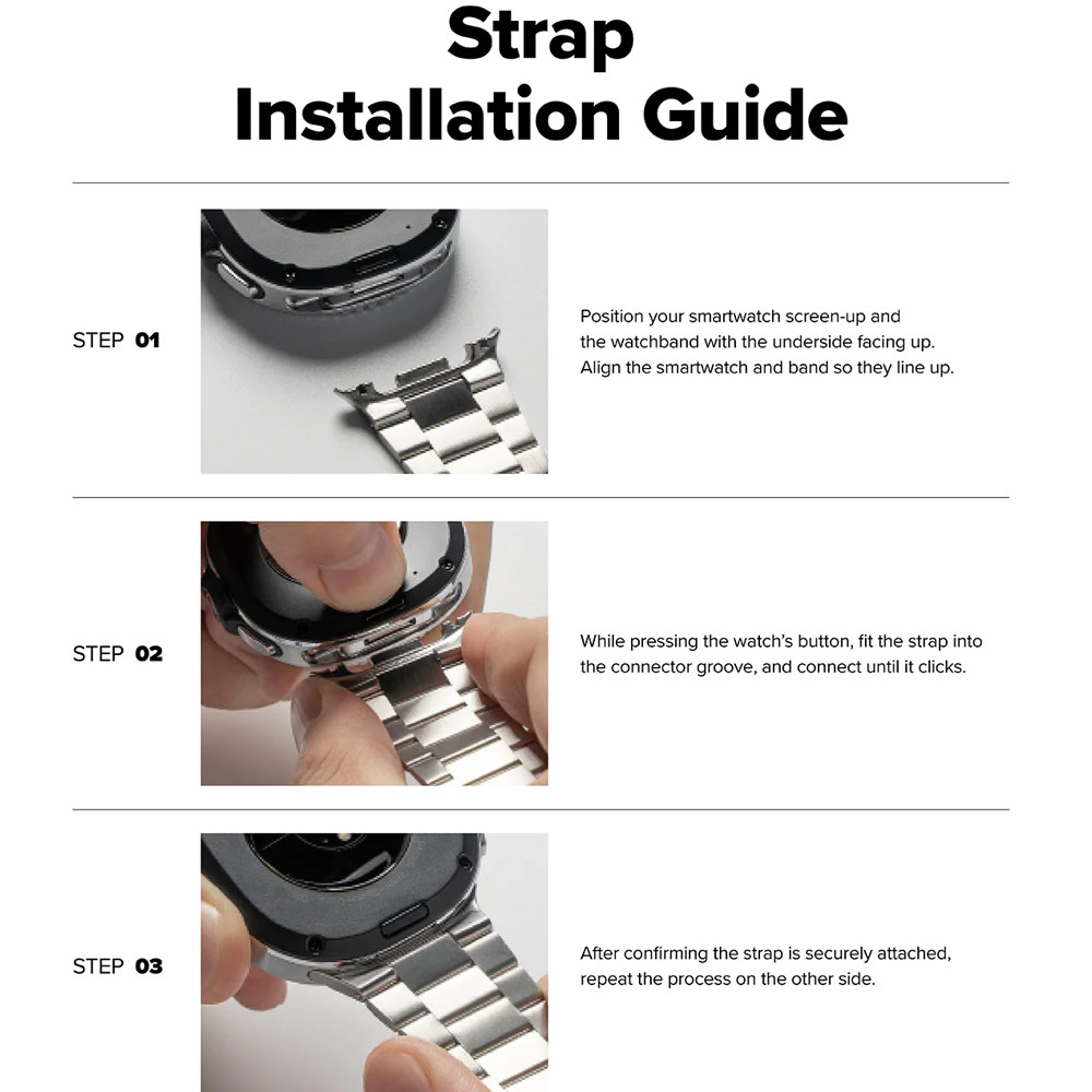 Picture of Samsung Galaxy Watch 8 40mm  | Ringke Stainless Steel Metal One Air Band Strap for Galaxy Watch 8 40mm 8 Classic 47mm (Silver)