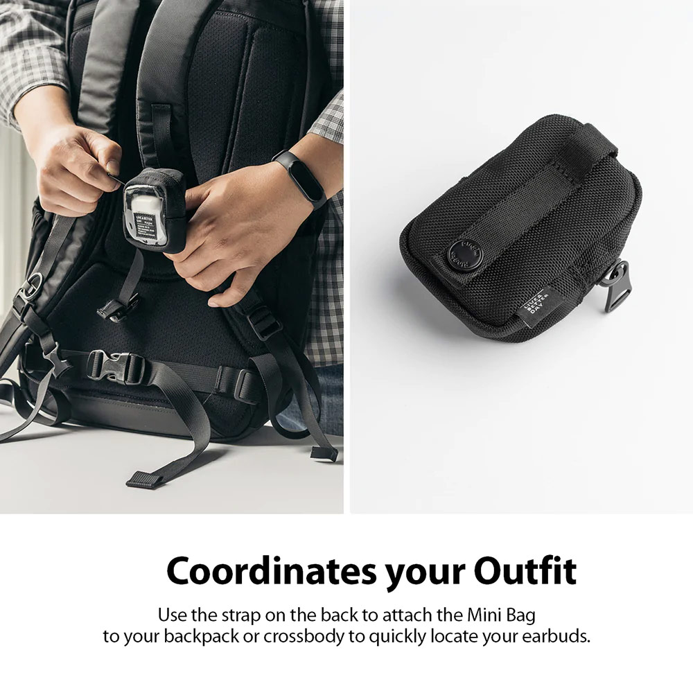 Picture of Ringke Mini Pouch Block Bag Miniature with Zipper Closure with Carabiner for Small Gadgets (Clear Black)