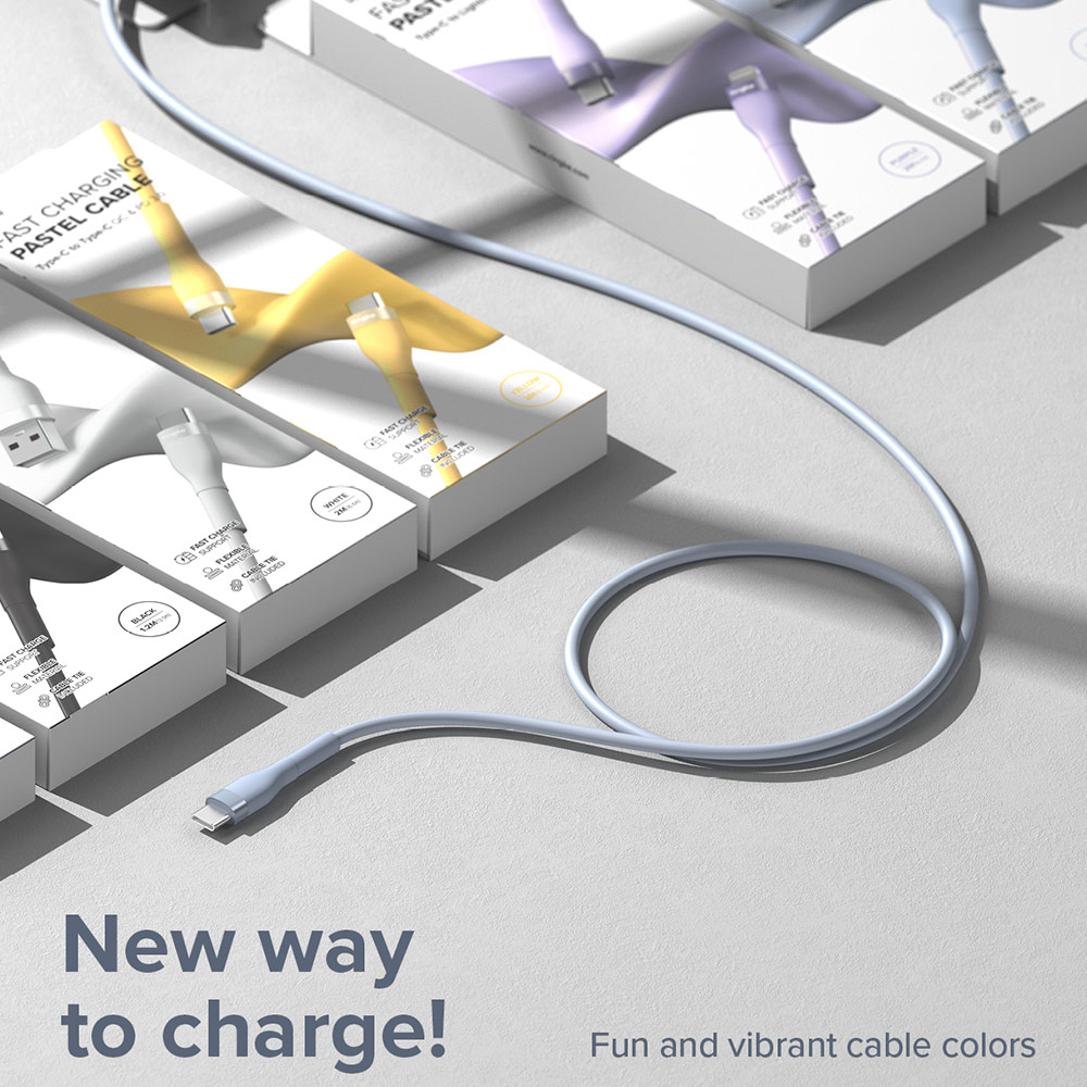 Picture of Ringke Pastel TPE Durable Cable with Cable Tie Organizer QC2.0 Fast Charge USB A to Type C (Blue 200cm)