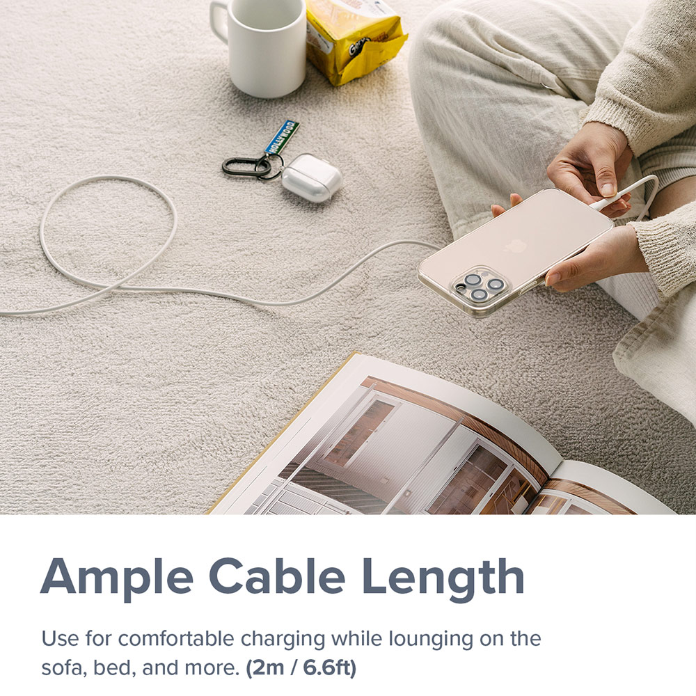 Picture of Ringke Pastel TPE Durable Cable with Cable Tie Organizer QC2.0 Fast Charge USB A to Type C (White 200cm)