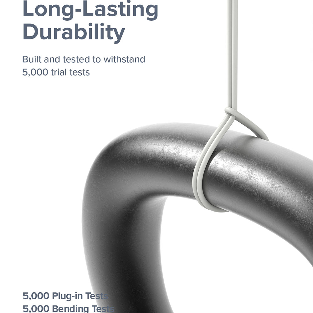 Picture of Ringke Pastel TPE Durable Cable with Cable Tie Organizer QC2.0 Fast Charge USB A to Type C (White 200cm)