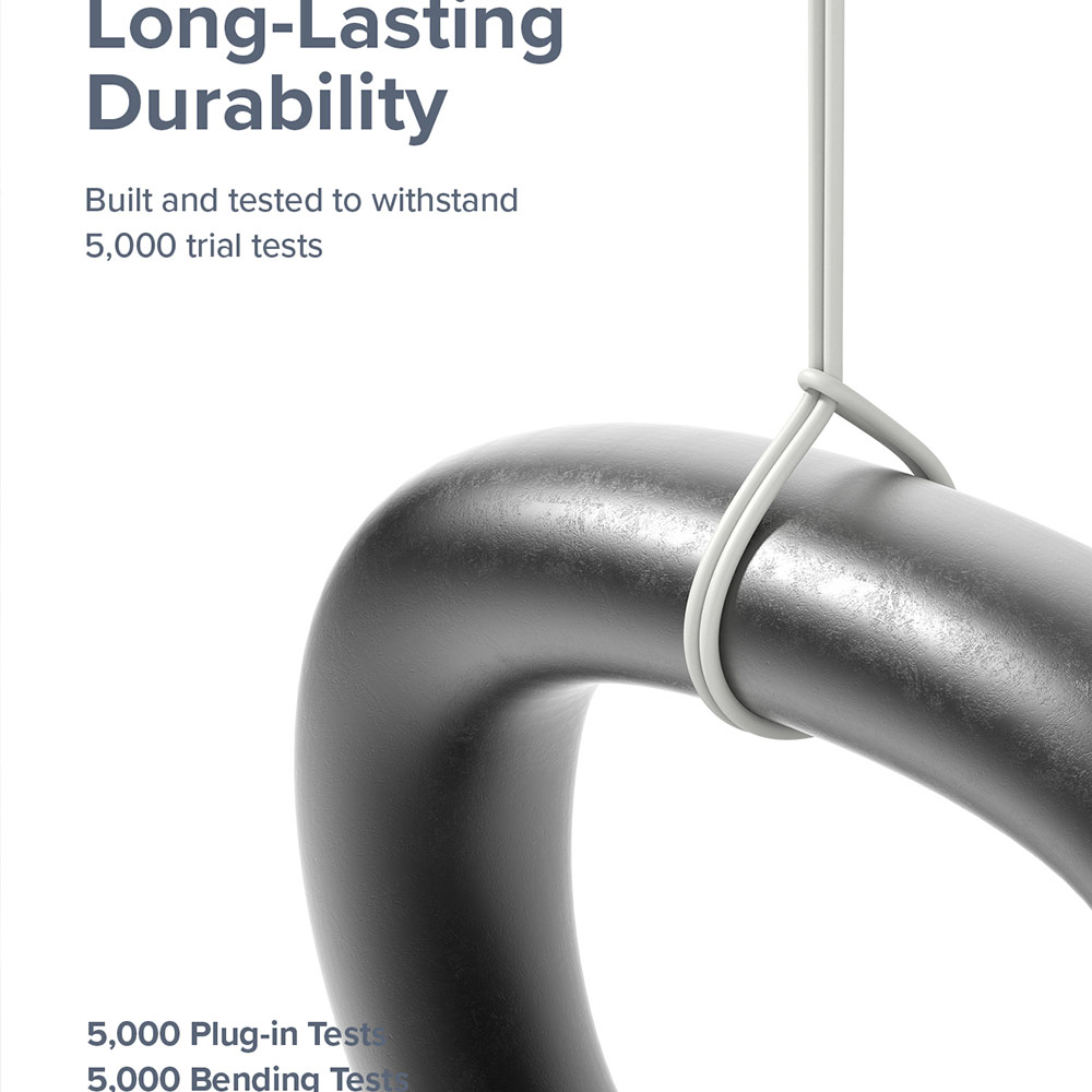 Picture of Ringke Pastel TPE Durable Cable with Cable Tie Organizer 3A Max 60W Fast Charge USB C to Type C (White 200cm)