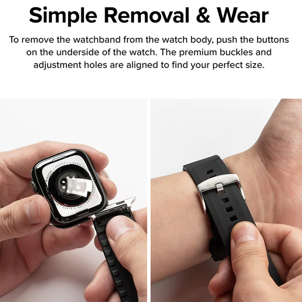 Picture of Apple Watch 42mm  | Ringke TPU Rubber One Band Bold Waterproof Sweat Proof Strap for Apple Watch Series 4 5 6 8 42mm 44mm 45mm 49mm Ultra (Gray Sand)