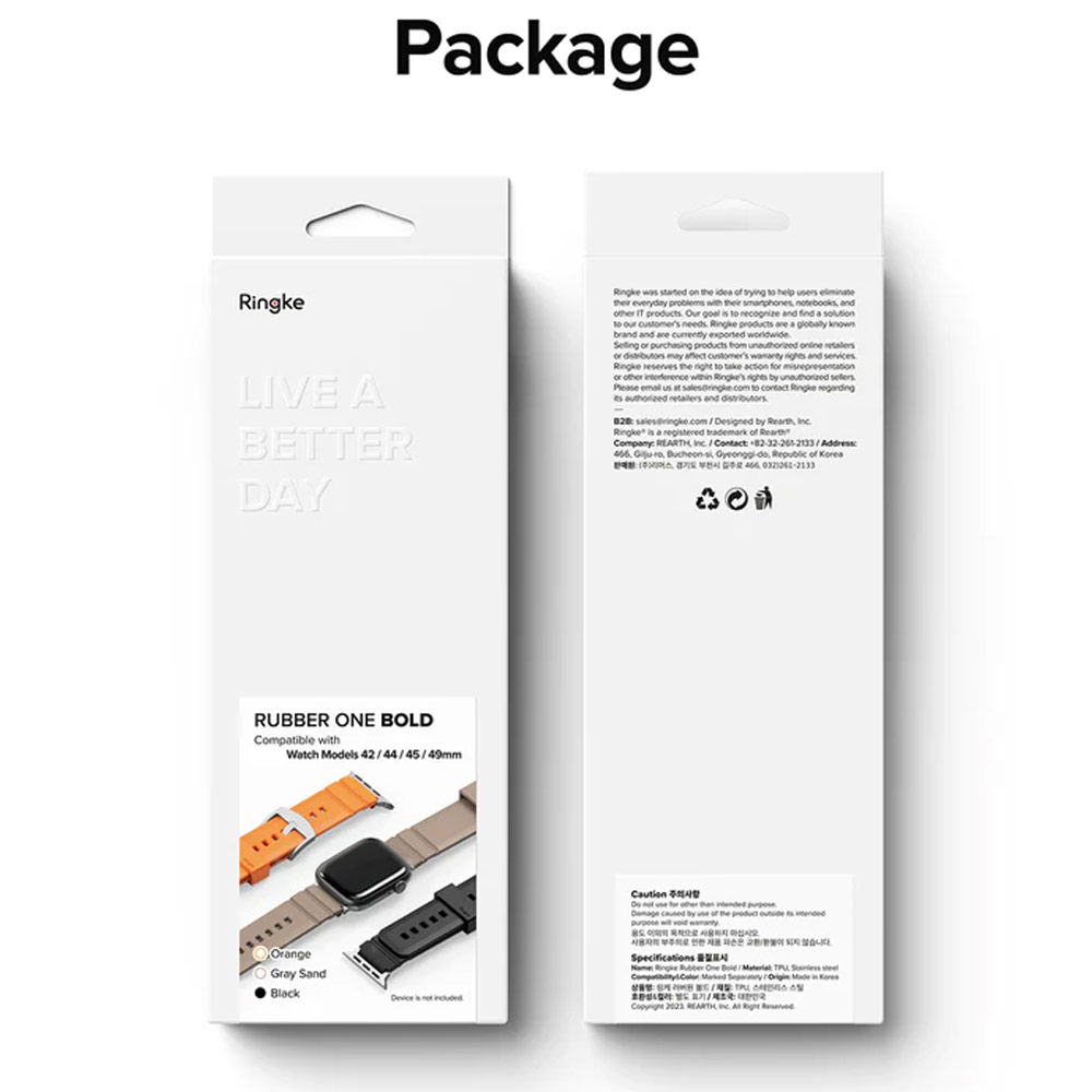 Picture of Apple Watch 42mm  | Ringke TPU Rubber One Band Bold Waterproof Sweat Proof Strap for Apple Watch Series 4 5 6 8 42mm 44mm 45mm 49mm Ultra (Gray Sand)