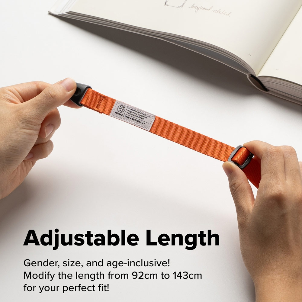 Picture of Ringke High density polyester Slim Shoulder Strap for Perfect for daily use traveling hiking smartphone Portable Handheld Fan Strap (Black)